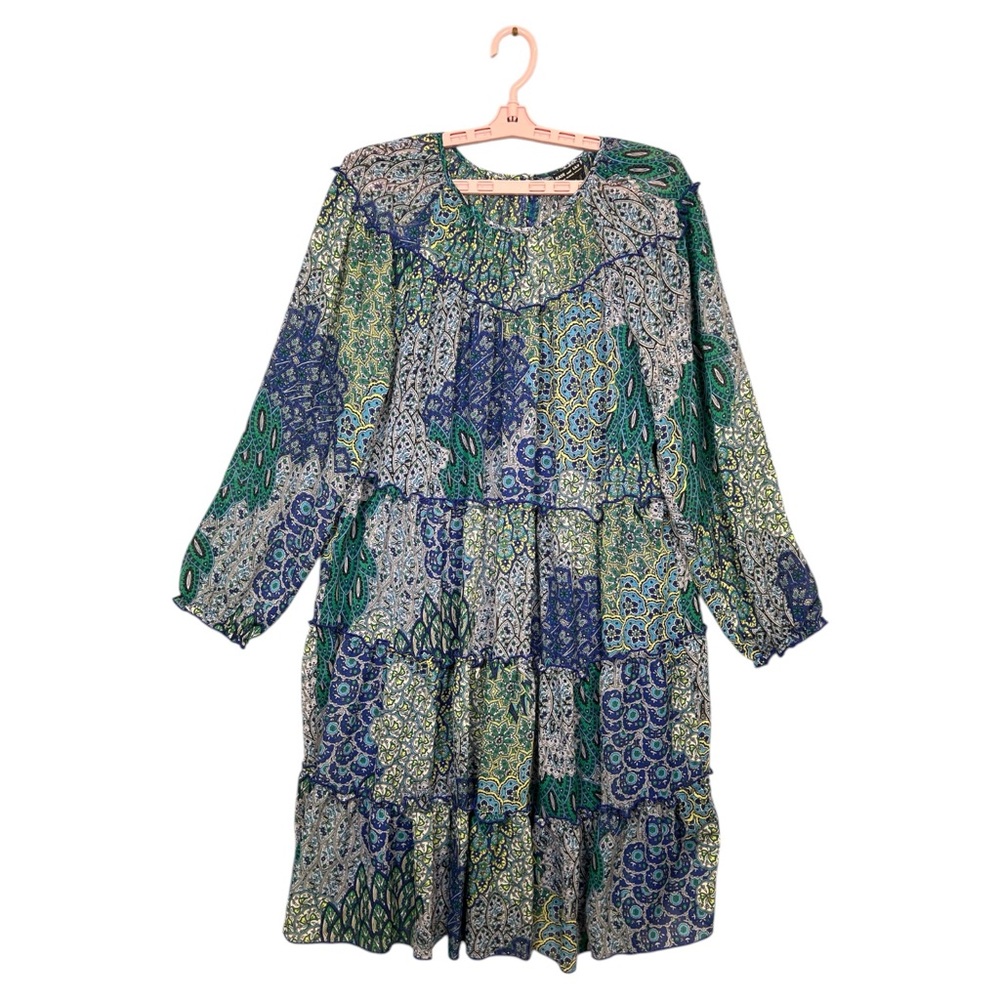 Kate and Lily Dress Women’s Geometric‎ Tiered Flowy Boho Coastal Plus, Size 14W